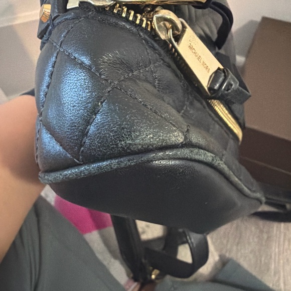 Michael Kors Black Quilted Leather Mini Backpack Gold Hardware - Picture 9 of 9